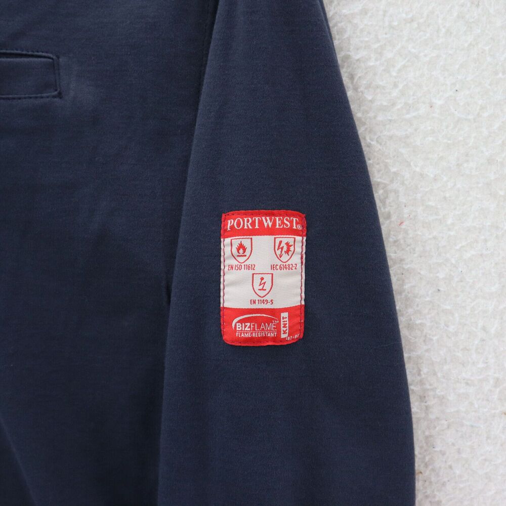 Portwest T-Shirt Men's Large FR32 Bizflame Flame Resistant Henley Long Sleeve - Picture 4 of 13
